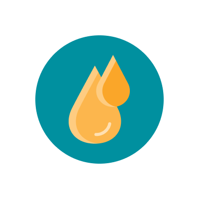 Oil drop and a tick to show it's solutions